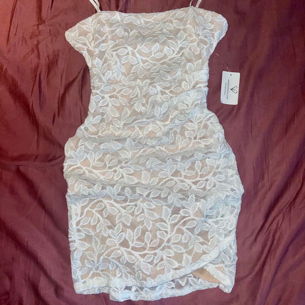 White Lace and shimmery Dress